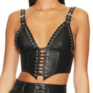 NBD Lace up (100% pure) leather crop top